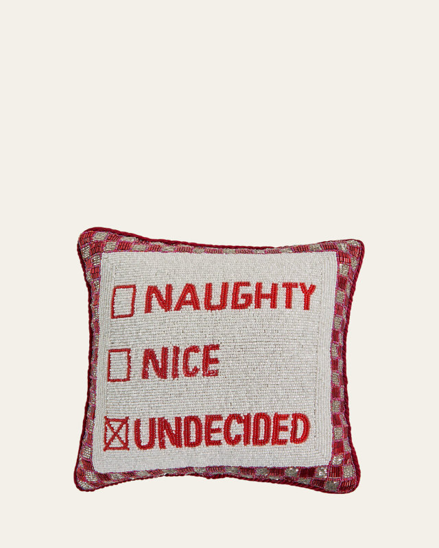 Naughty, Nice, Undecided Beaded Square Pillow